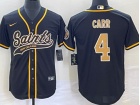 New Orleans Saints #4 Derek Carr Black Baseball Jersey