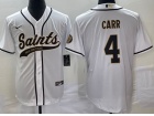 New Orleans Saints #4 Derek Carr White Baseball Jersey