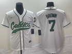 Nike Boston Celtics #7 Jaylen Brown White Baseball Jersey