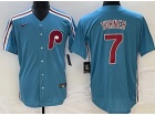 Nike Philadelphia Phillies #7 Trea Turner Blue Cool Base Jersey