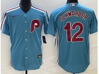 Nike Philadelphia Phillies #12 Kyle Schwarber Blue Cool Base Jersey