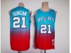 San Antonio Spurs #21 Tim Duncan Green Red Throwabck Jersey