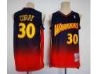 Golden State Warriors #30 Stephen Curry Blue Red Throwback Jersey