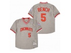 Cincinnati Reds #5 Johnny Bench Grey Throwback Jerseys