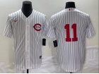 Nike Cincinnati Reds #11 Barry Larkin White Field Of Cream Jersey