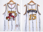 Toronto Raptors #15 Vince Carter White With Golden Number throwback Jersey