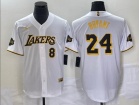 Nike Los Angeles Lakers #8/24 Kobe Bryant White Baseball Jersey