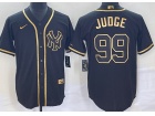 New York Yankees #99 Aaron Judge Black Gold Throwback Baseball Jersey