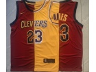 Clevers #23 LeBron James Red Yellow Split Jersey