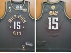 Denver Nuggets #15 Nikola Jokic Black Golden With Finlas Patch Jersey