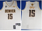 Denver Nuggets #15 Nikola Jokic White Golden With Finlas Patch Jersey