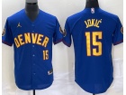 Denver Nuggets #15 Nikola Jokic Blue Baseball Jersey