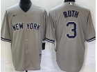 Nike New York Yankees #3 Babe Ruth Gray Cool Base Jersey