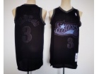 Philadelphia 76ers #3 Allen Iverson Black With Black Number Throwback Jersey