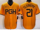 Pittsburgh Pirates #21 Robert Clemente Yellow City Cool Base Jersey