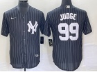 New York Yankees #99 Aaron Judge Black Pinstrip Cool Base Jersey