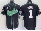 Philadelphia Eagles #1 Jalen Hurts Black With C Pacth Baseball Jersey