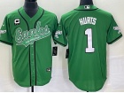 Philadelphia Eagles #1 Jalen Hurts Green With White Name Baseball Jersey