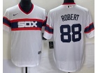 Nike Chicago White Sox #88 Luis Robert  White Throwback Jersey