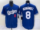 Los Angeles Dodgers #8 Kike Hernandez Blue with Red Number Cool Base Jersey