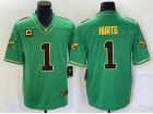 Philadelphia Eagles #1 Jalen Hurts Green Golden Throwback with C Patch Limited Jersey