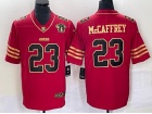 San Francisco 49ers #23 Christian Mccaffrey Red With Golden Name Limited Jersey