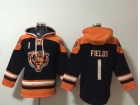 Chicago Bears #1 Justin Fields Navy Blue/Orange Hoodies