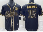 Kansas City Chiefs #15 Patrick Mahomes Black Gold Baseball Jersey