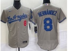 Los Angeles Dodgers #8 Kike Hernandez Grey Los Angeles flexbase Jersey