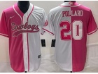 Dallas Cowboys #20 Tony Pollard White Pink Spilt Baseball Jersey