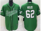 Philadelphia Eagles #62 Jason Kelce Kelly Green Baseball Jersey