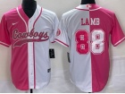 Dallas Cowboys #88 CeeDee Lamb Pink White Spilt Baseball Jersey