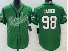 Philadelphia Eagles #98 Jalen Carter Kelly Green Baseball Jersey