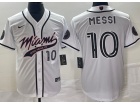 Miami #10 Messi White Baseball Jersey