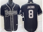 Las Vegas Raiders#8 Josh Jacobs Black Baseball Jersey