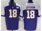 Minnesota Vikings #18 Justin Jefferson Purple With White Shoulders Limited Jersey