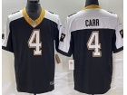 New Orleans Saints #4 Derek Carr Black With White Shoulders Limited Jersey