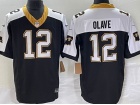 New Orleans Saints #12 Chris Olave Black With White Shoulders Limited Jersey