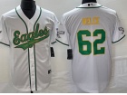 Philadelphia Eagles #62 Jason Kelce White With Gold Name Baseball Jersey