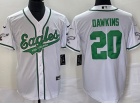 Philadelphia Eagles #20 Brian Dawkins White With Kelly Green Numbers Baseball Jersey