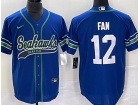 Seattle Seahawks #12 Fan Blue Blue Throwback Baseball Jersey