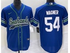 Seattle Seahawks #54 Bobby Wagner Blue Throwback Baseball Jersey