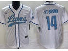 Detroit Lions #14 Amon-Ra St. Brown White Baseball Jersey