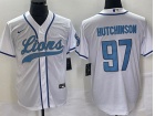 Detroit Lions #97 Aidan Hutchinson White Baseball Jersey