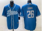 Detroit Lions #26 Jahmyr Gibbs Baby Blue Baseball Jersey