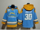 Los Angeles Chargers #30 Austin Ekeler Baby Blue Hoodie