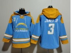 Los Angeles Chargers #3 Derwin James Jr Baby Blue Hoodie