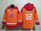 Tampa Bay Buccaneers #12 Tom Brady Orange Hoodie