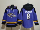 Baltimore Ravens #8 Lamar Jackson Purple/Black Hoodies