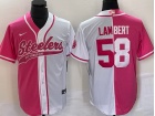 Pittsburgh Steelers #58 Jack Lambert Pink White Spilt Baseball Jersey